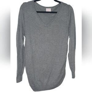 Isabel maternity by ingrid Gray Sweater Ruching‎ down sides of belly Size L